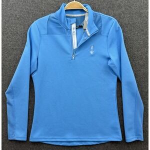 Levelwear Pullover Womens Small Blue Mirabel Golf Club 1/4 Zip Mesh Shoulder Top